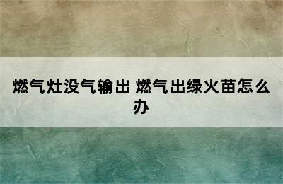 燃气灶没气输出 燃气出绿火苗怎么办